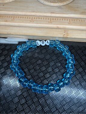 Blue 'LOL' Beaded Stretch Bracelet - Women Jewelry